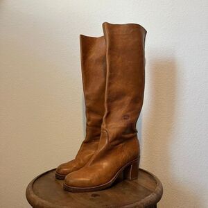 Shabbies Amsterdam Cognac Brown Leather Puk Tuba Boots Women's Size 40 US 9.5
